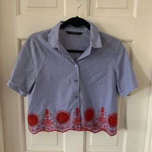 Zara cropped pinstripe button down